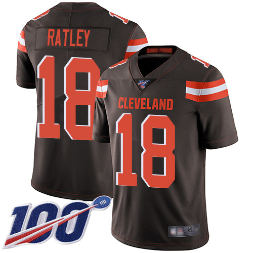 Cleveland Browns Damion Ratley Men Brown Limited Jersey #18 NFL Football Home 100th Season Vapor Untouchable->cleveland browns->NFL Jersey